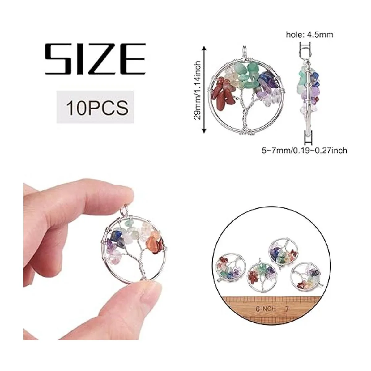 FASHEWELRY 10 dijes de árbol de la vida con piedras_6