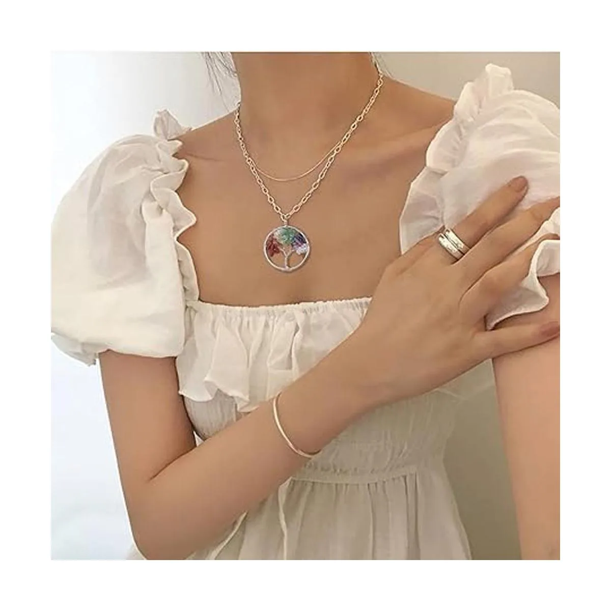 FASHEWELRY 10 dijes de árbol de la vida con piedras_4