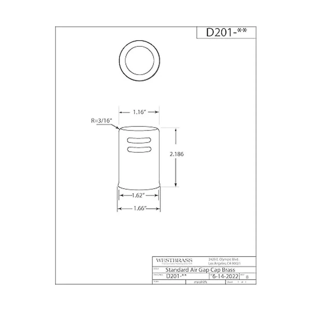 Westbrass D20105 158 pulgadas x 214 pulgadas tapa de_2