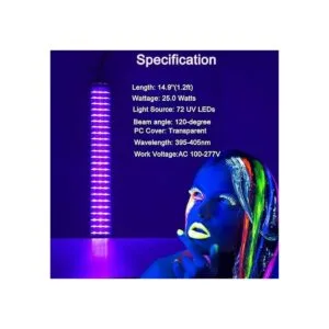 Barra de luz negra luz UV LED negra portátil de 25 W con_2