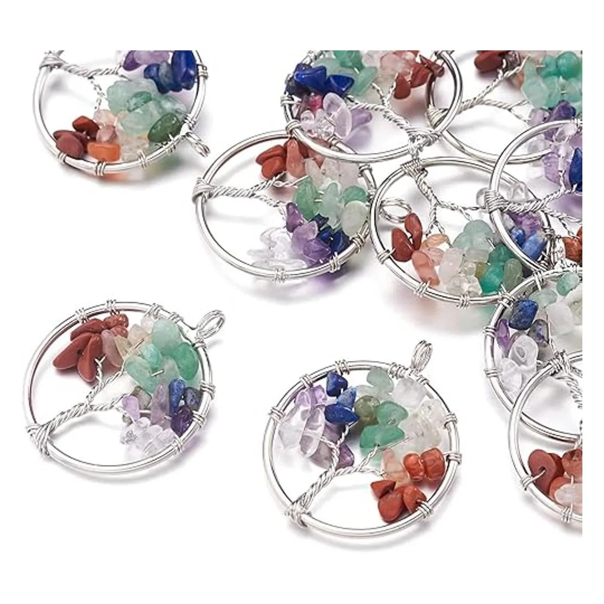 FASHEWELRY 10 dijes de árbol de la vida con piedras_7