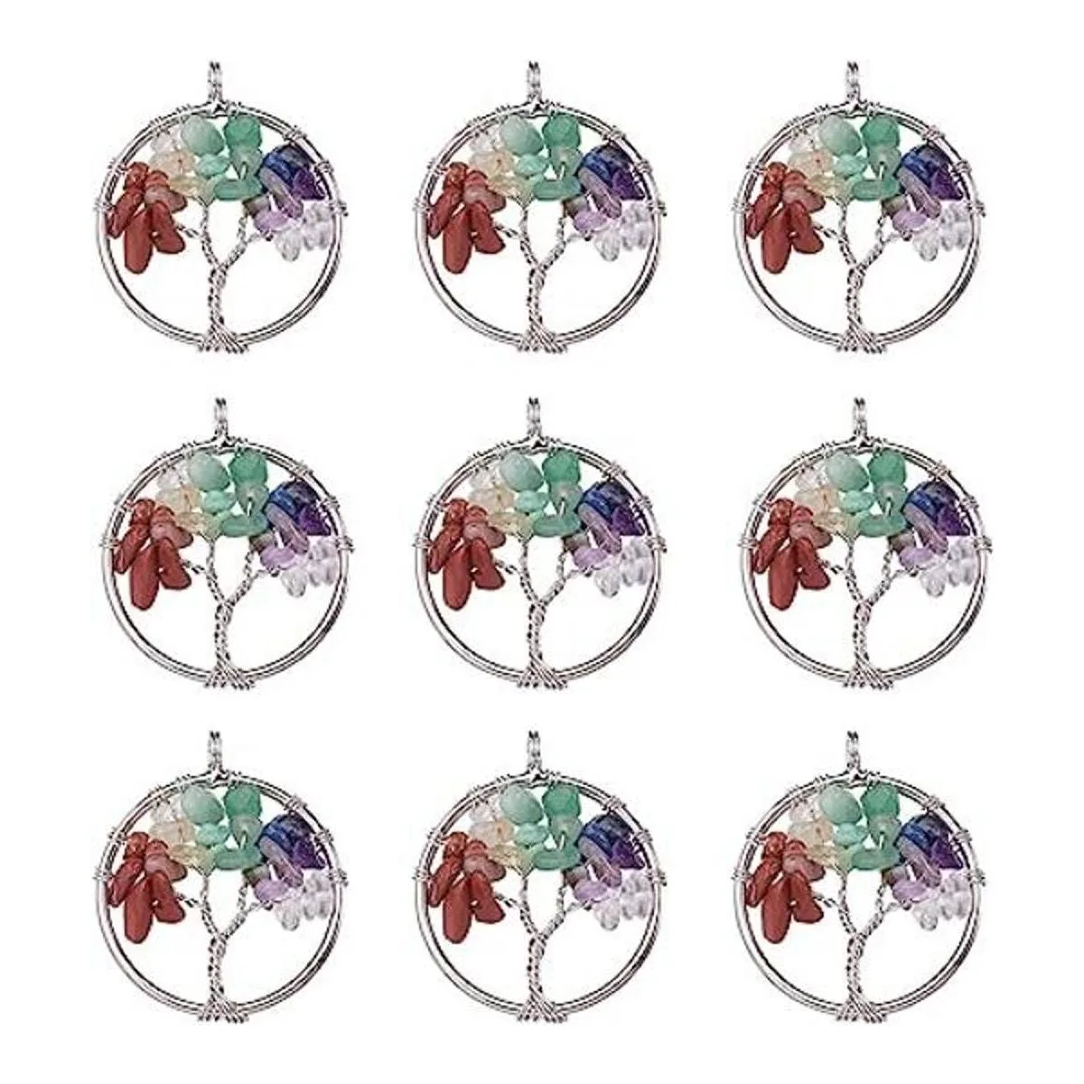 FASHEWELRY 10 dijes de árbol de la vida con piedras_1