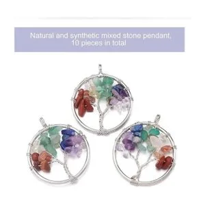 FASHEWELRY 10 dijes de árbol de la vida con piedras_2