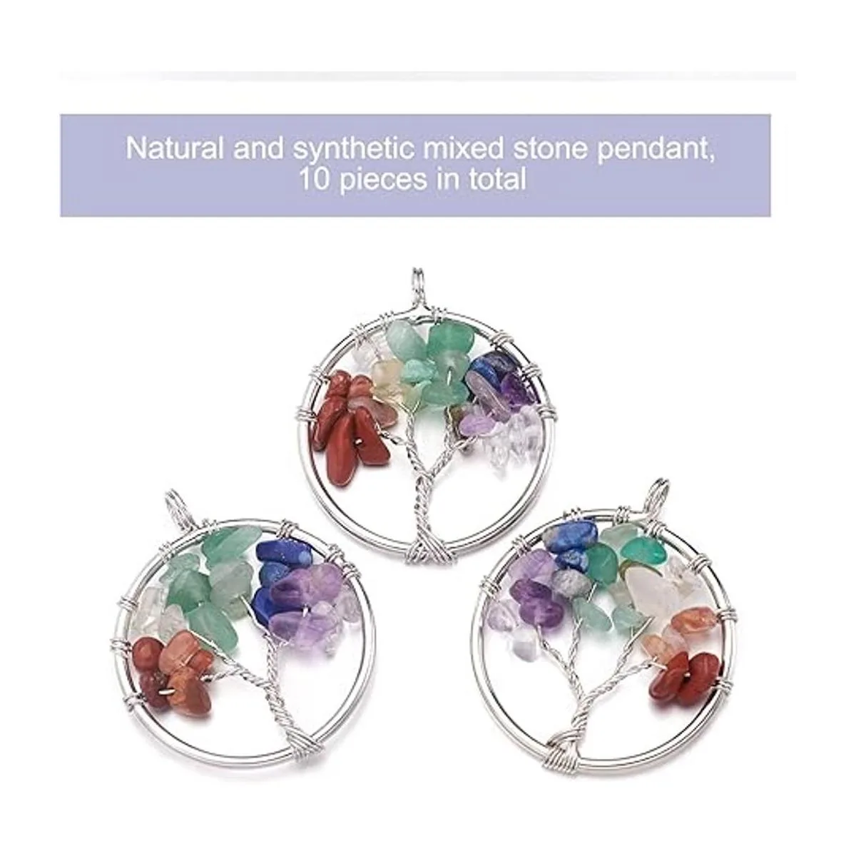 FASHEWELRY 10 dijes de árbol de la vida con piedras_2