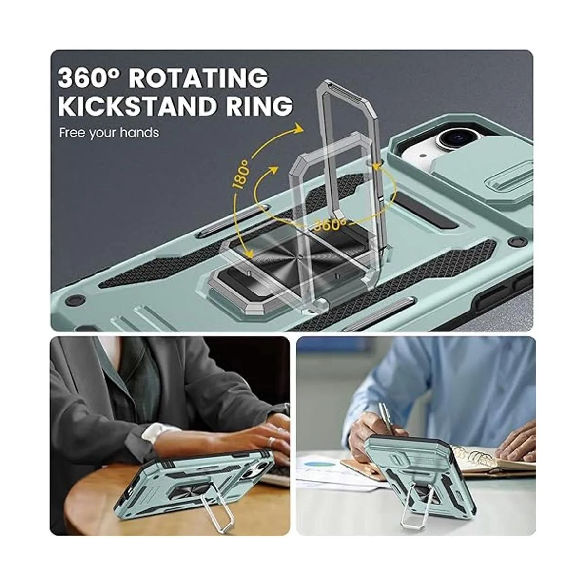 Maxdara Funda para iPhone 14 con soporte y cubierta_3