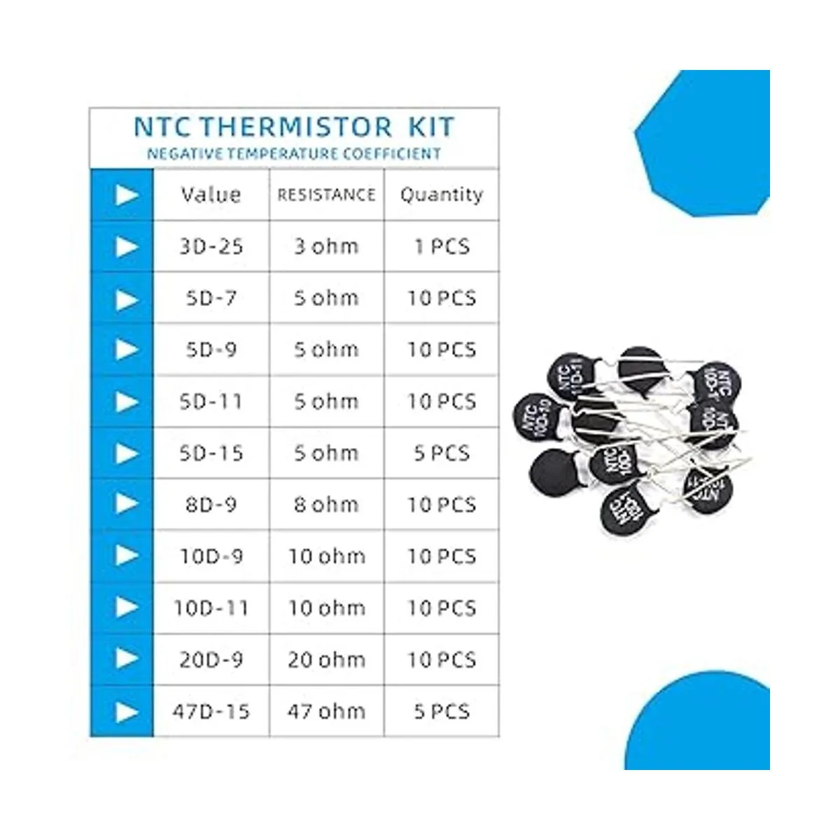 KOKISO NTC Resistencias de termistor 10 valores 81_3