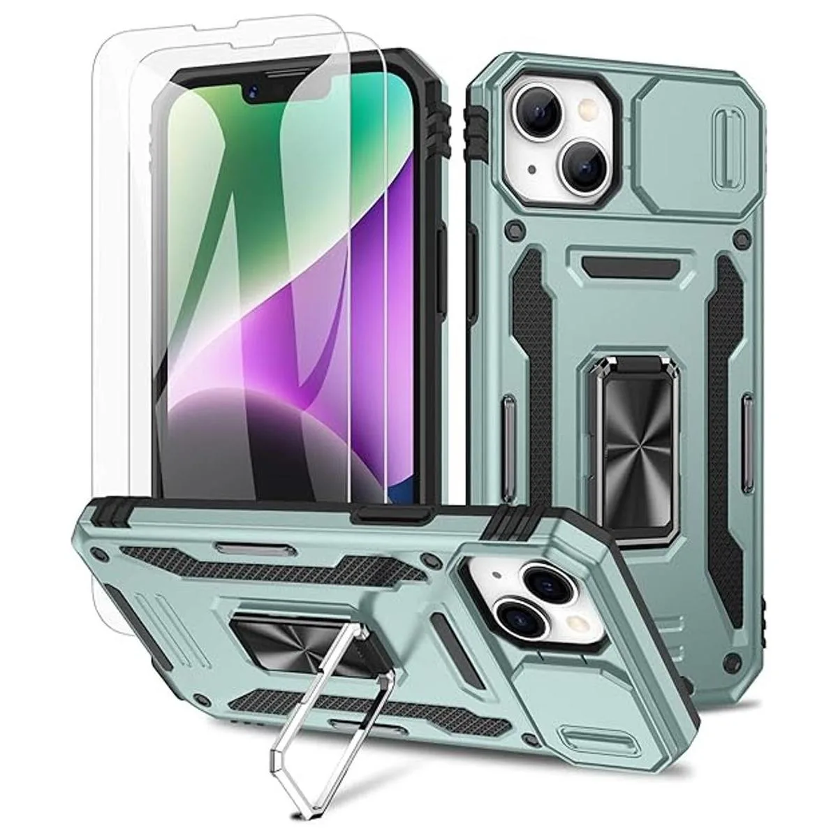 Maxdara Funda para iPhone 14 con soporte y cubierta_1