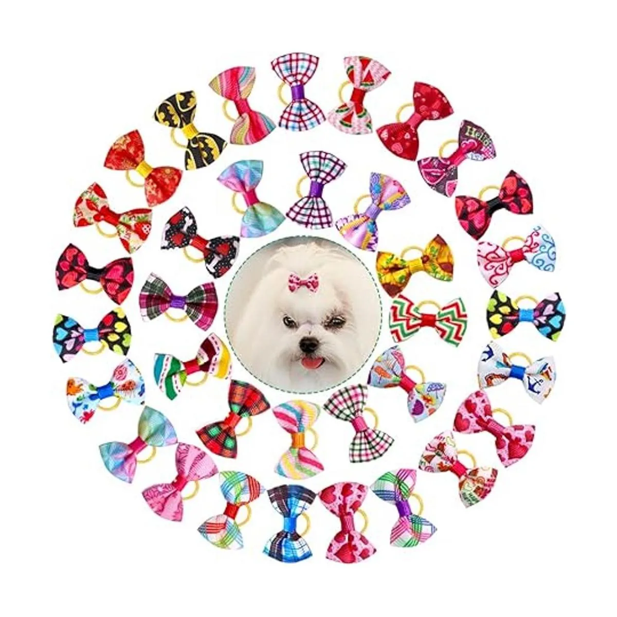 Mruq pet 100 unidades50 pares de lazos para el pelo de_6