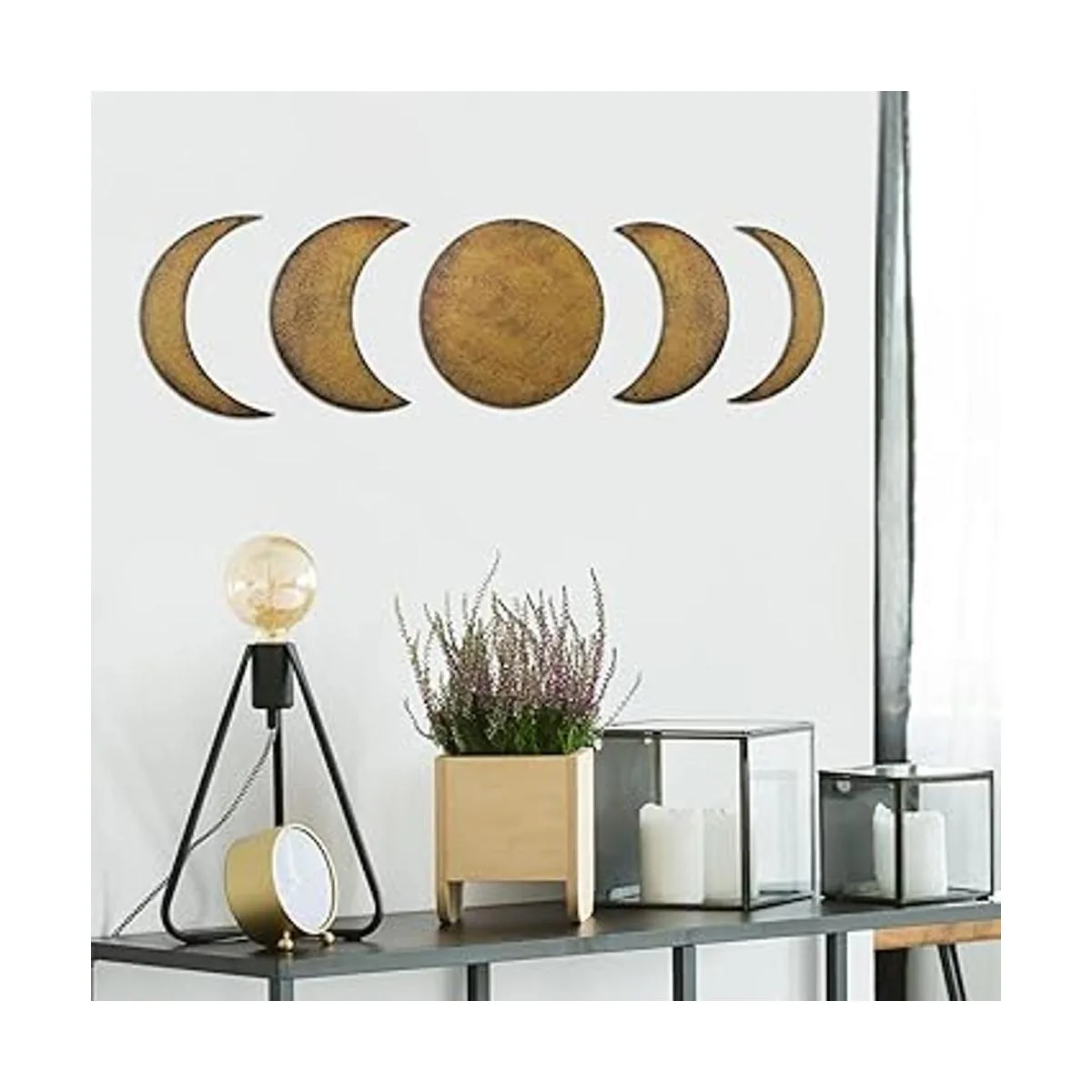 5 piezas de metal fase lunar decoración de pared oxidada_5
