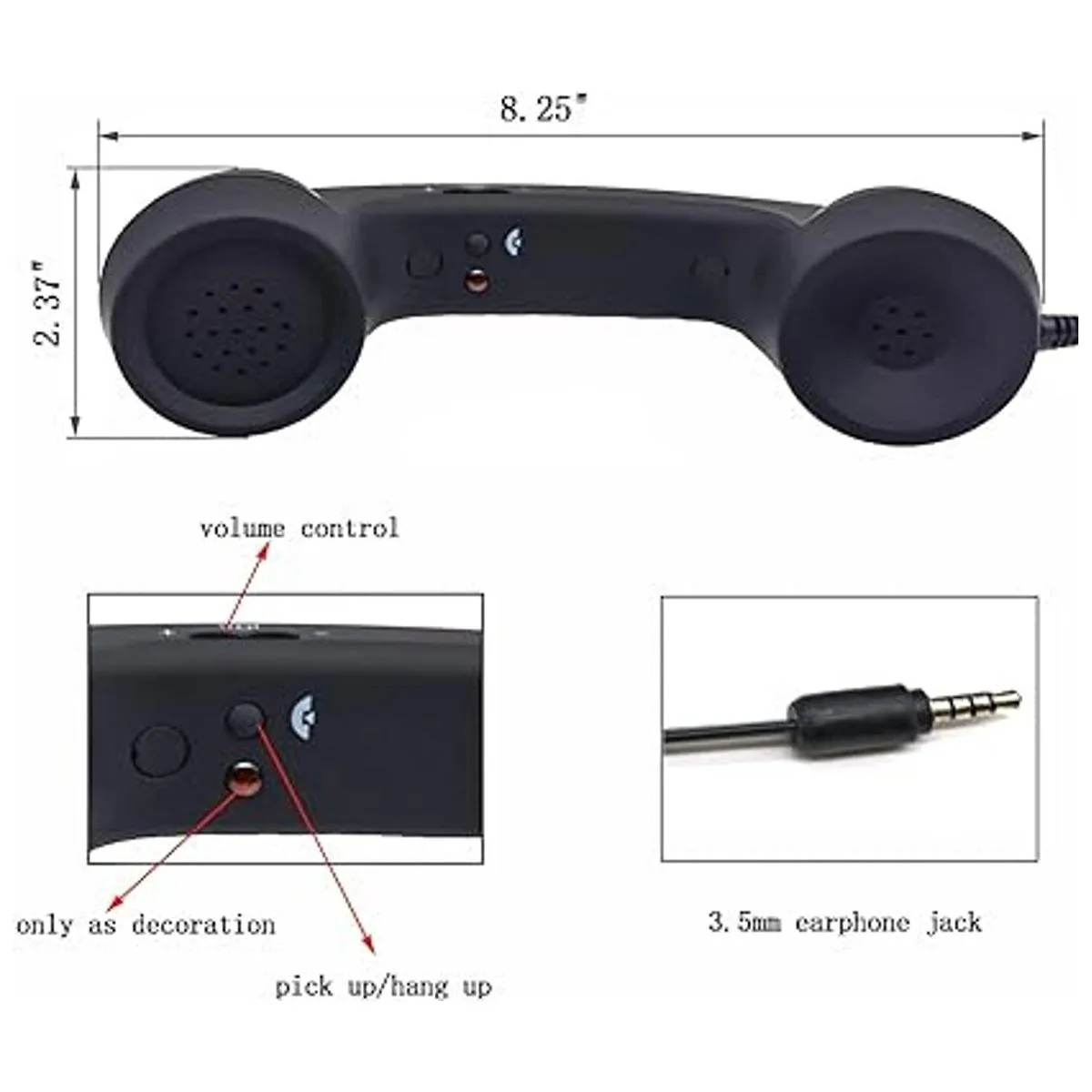 BlueMart 3.5mm Vintage Retro Telephone Handset Cell Phone_4