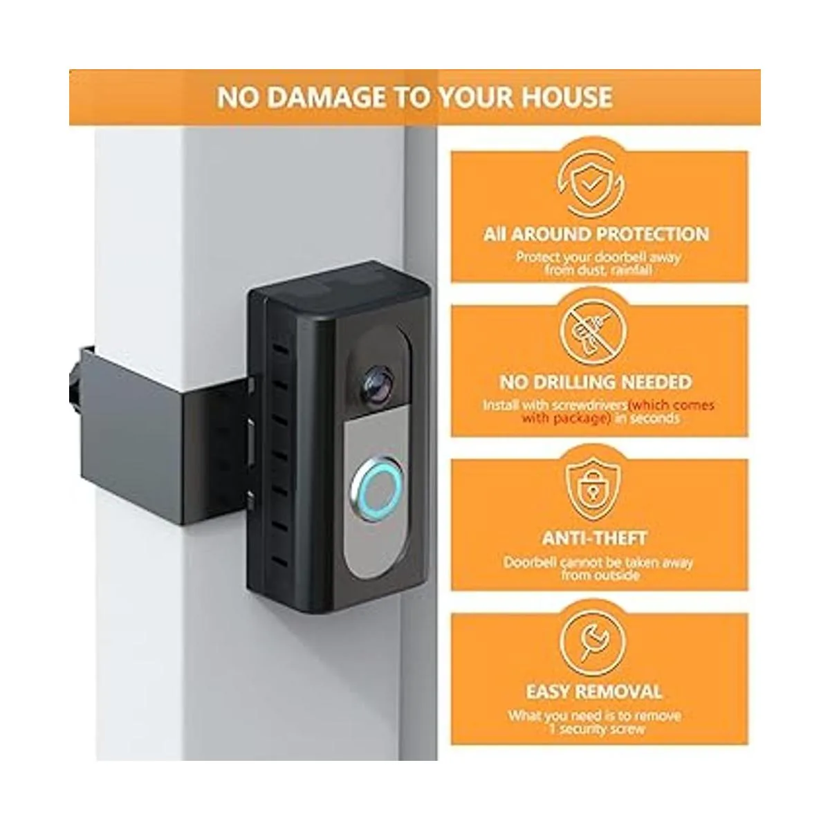 QIBOX Soporte de timbre de video antirrobo compatible con_6