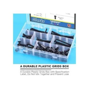 Glarks Juego de 85 tornillos de tapa hexagonales negros_7