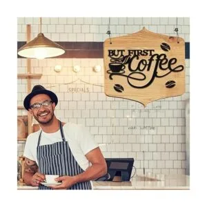 Letrero de metal para barra de café rústica para colgar en_6