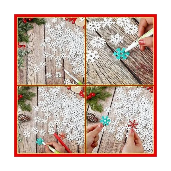 300 piezas de copos de nieve de madera etiquetas de copos_6