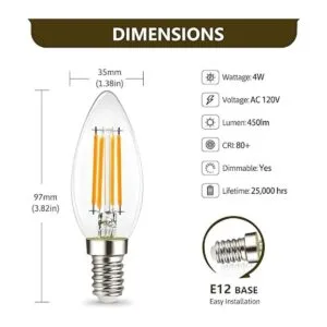 YIMILITE B11 E12 Bombillas LED para candelabros de 4 W_2