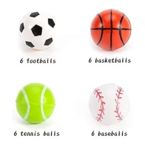 Pllieay 24 bolas de 4 estilos bolas de goma deportivas_2