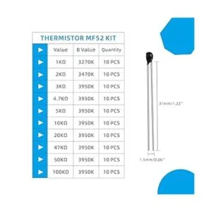 KOKISO NTC Resistores de termistores MF52 3950K 10_3