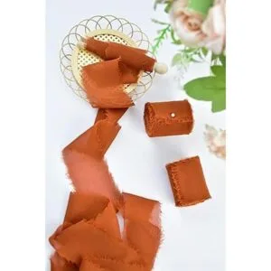 Joanlody Cinta de gasa hecha a mano con flecos de_4