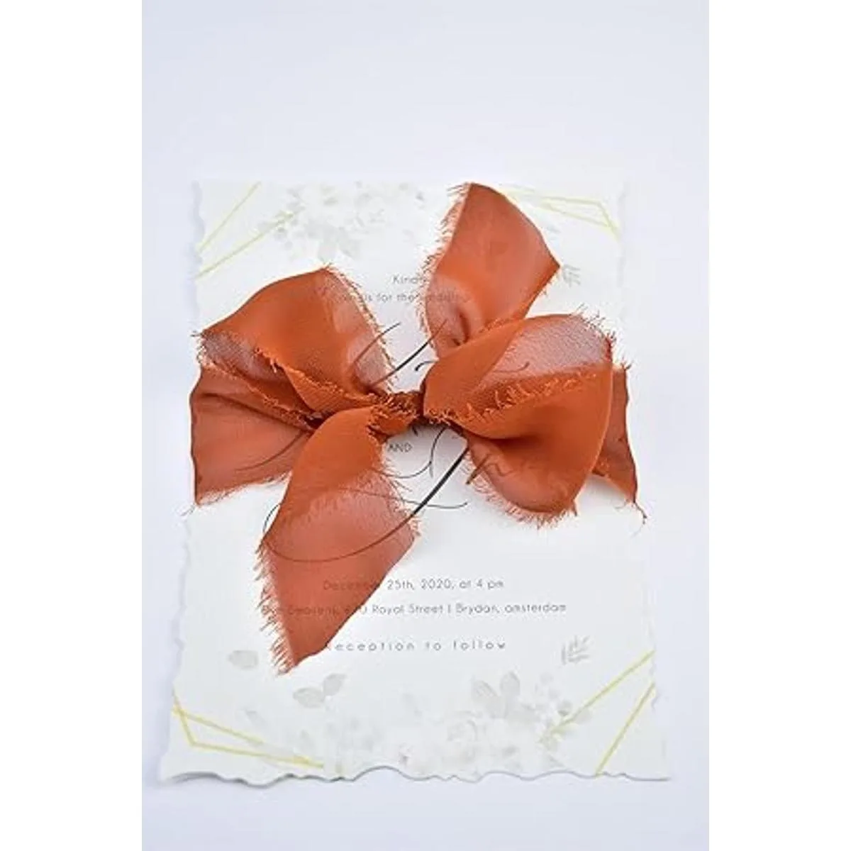 Joanlody Cinta de gasa hecha a mano con flecos de_3