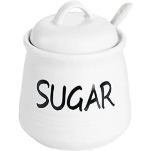 HAOTOP Azúcar de porcelana con tapa y cuchara de 12 onzas_1