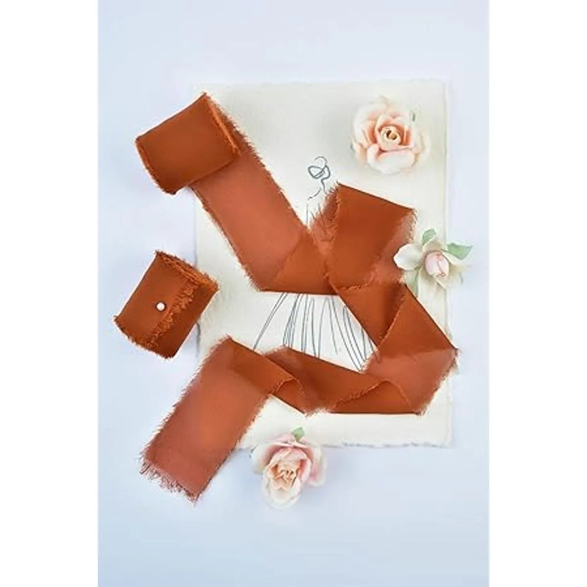 Joanlody Cinta de gasa hecha a mano con flecos de_5