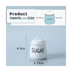 HAOTOP Azúcar de porcelana con tapa y cuchara de 12 onzas_2