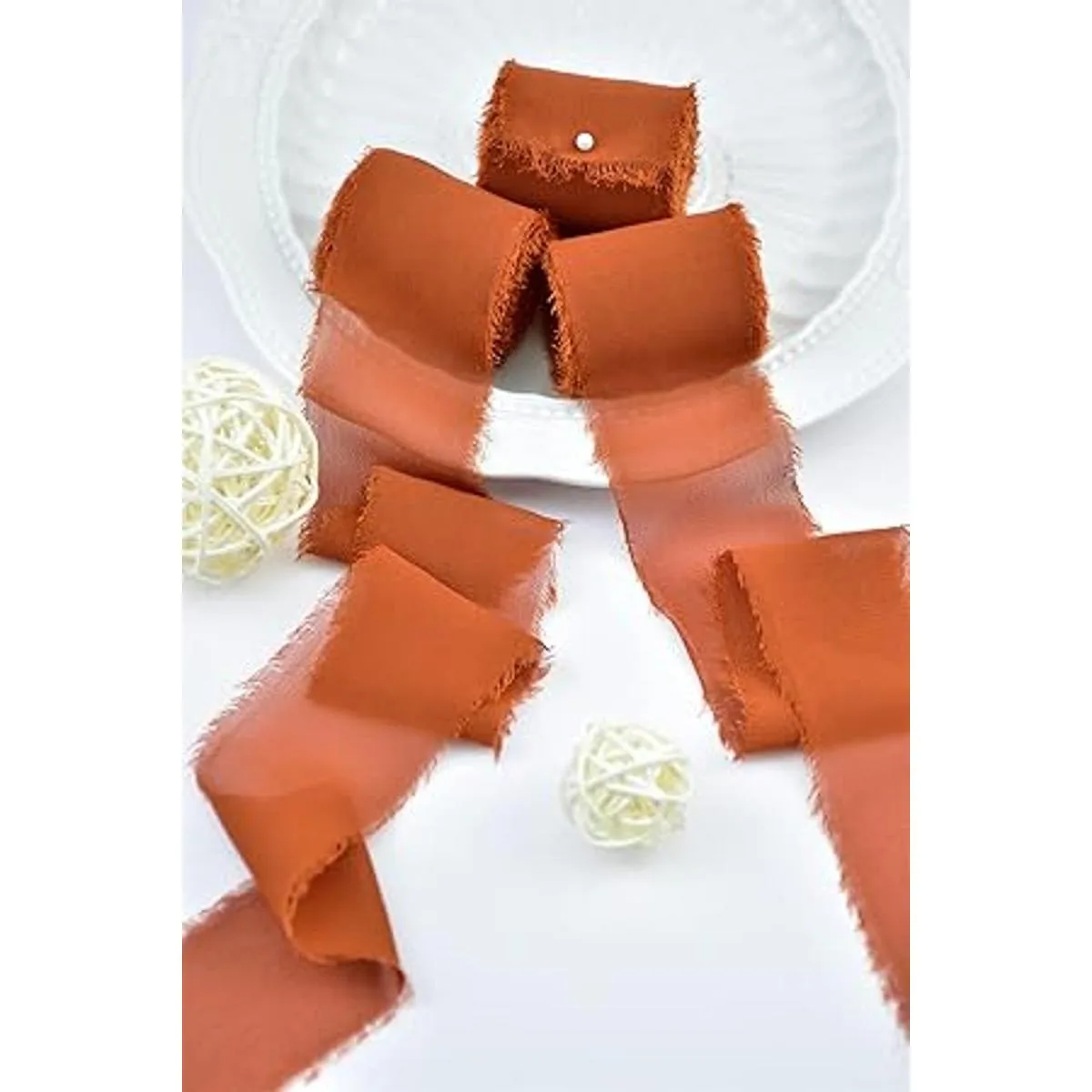 Joanlody Cinta de gasa hecha a mano con flecos de_2