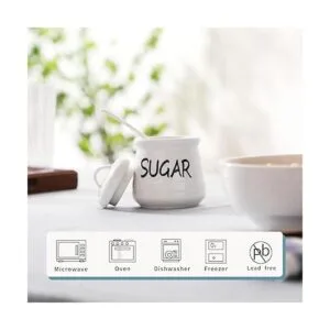 HAOTOP Azúcar de porcelana con tapa y cuchara de 12 onzas_3