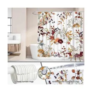 Funnytree Juego de cortinas de ducha de calabazas bohemias_4