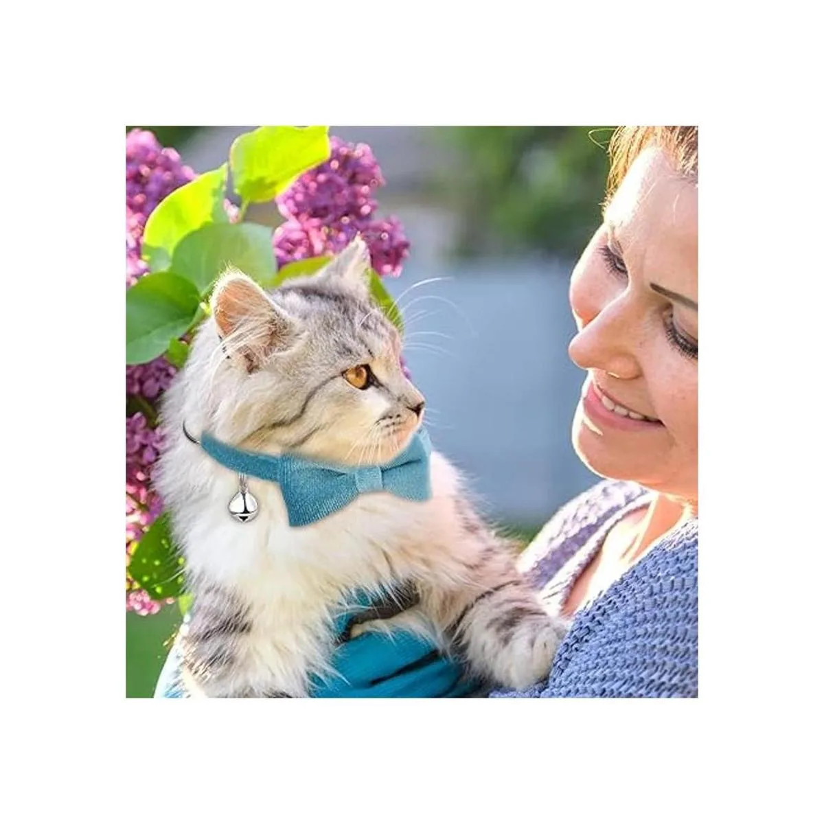 4 piezas de collar de pajarita para gato con campana_3