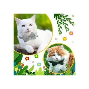 4 piezas de collar de pajarita para gato con campana_2