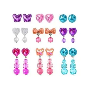 Hicarer Juego de 9 pares de aretes con clip para niñas de_1