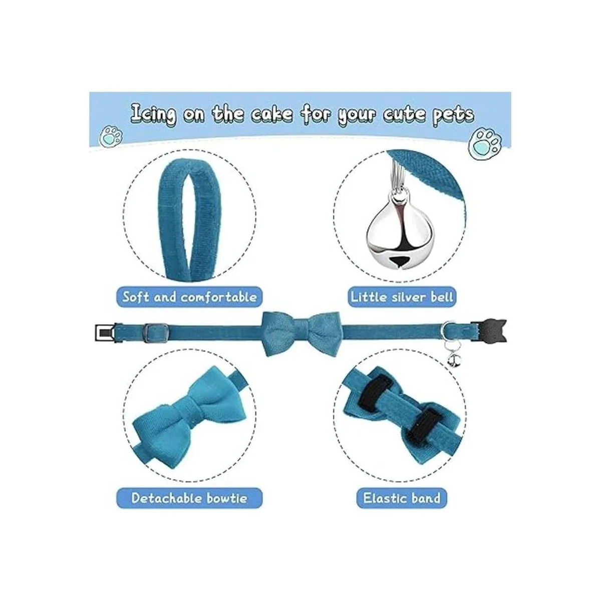 4 piezas de collar de pajarita para gato con campana_4