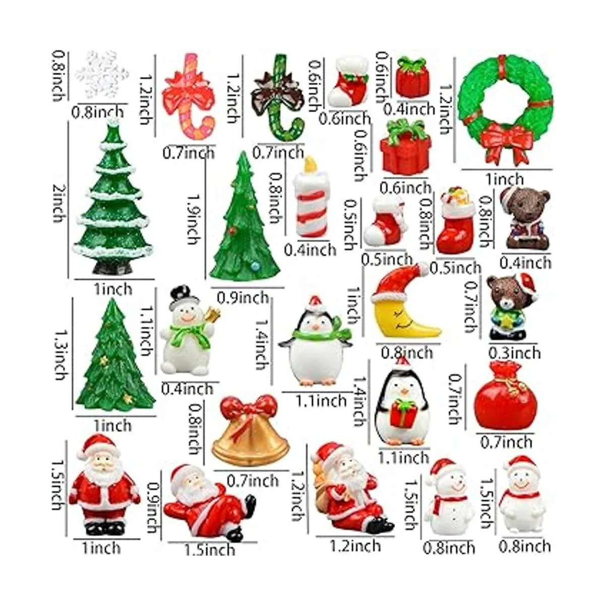 Adornos en miniatura de Navidad 45 piezas de resina para_4