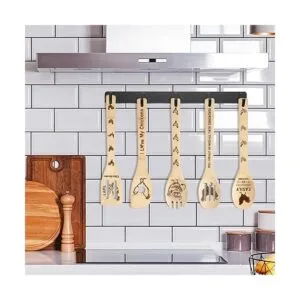 Eartim Juego de 5 cucharas de madera de gallo de gallo y_6