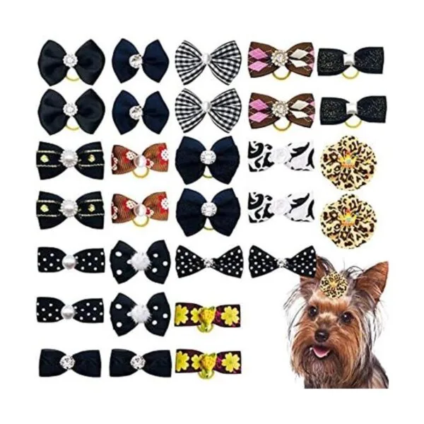 JpGdn 30 unidades15 pares de lazos para el pelo de perro_1