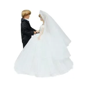 BJDBUS Conjunto de boda vestido blanco velo de novia y_5