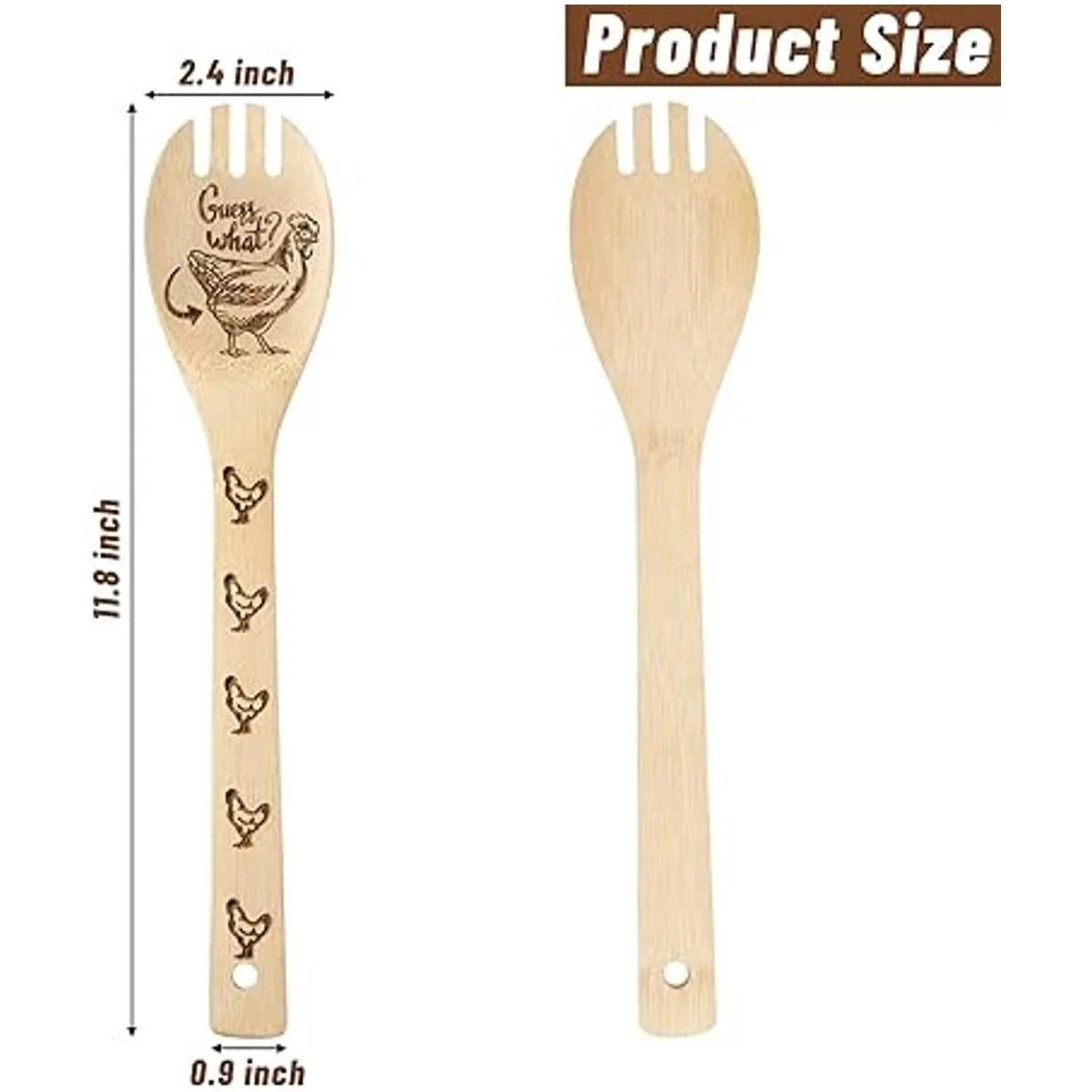 Eartim Juego de 5 cucharas de madera de gallo de gallo y_3