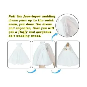 BJDBUS Conjunto de boda vestido blanco velo de novia y_2