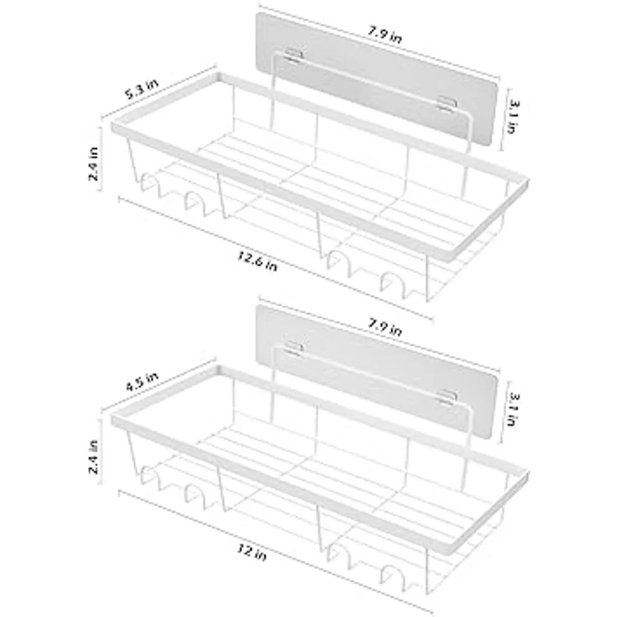 Durmmur Paquete de 2 organizadores adhesivos de ducha_5