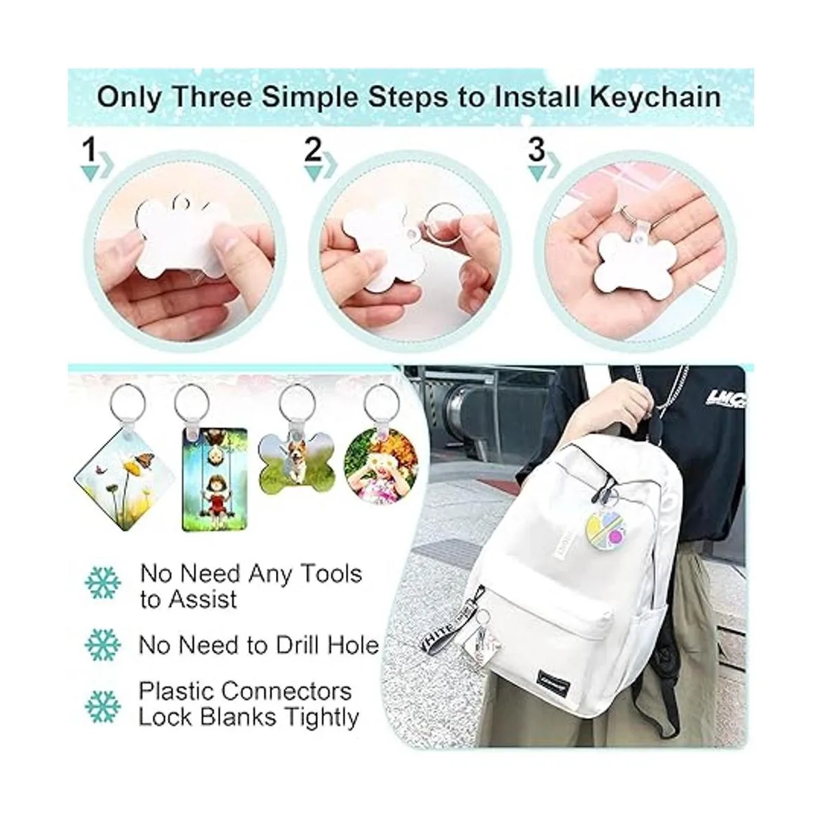 120 llaveros de sublimación en blanco a granel llavero en_4