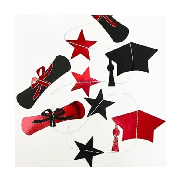 Decoraciones de graduación rojas y negras 2023 sombrero_5