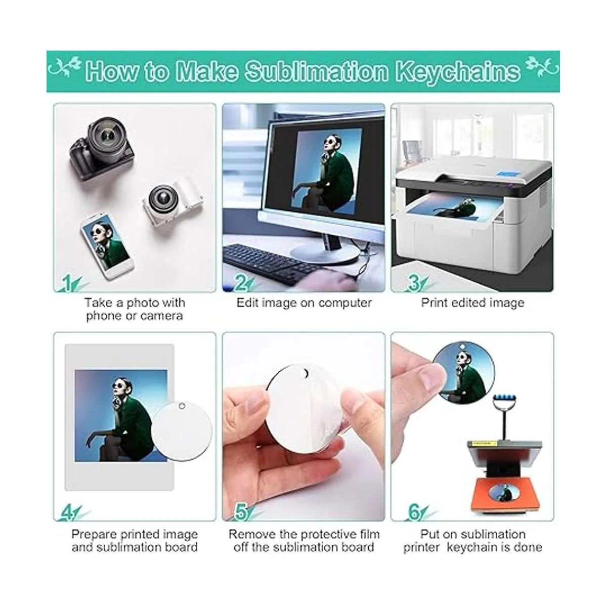 120 llaveros de sublimación en blanco a granel llavero en_7