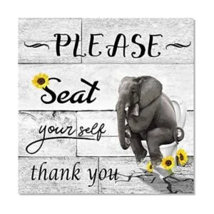 YPY Letrero artístico en lienzo para baño elefante negro_1