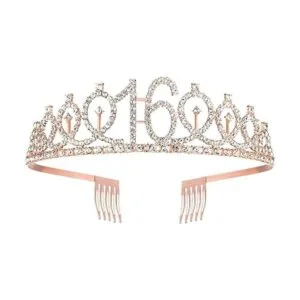Banda y tiara de cumpleaños número 16 para niñas corona_3