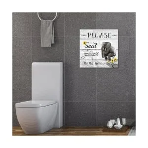 YPY Letrero artístico en lienzo para baño elefante negro_3