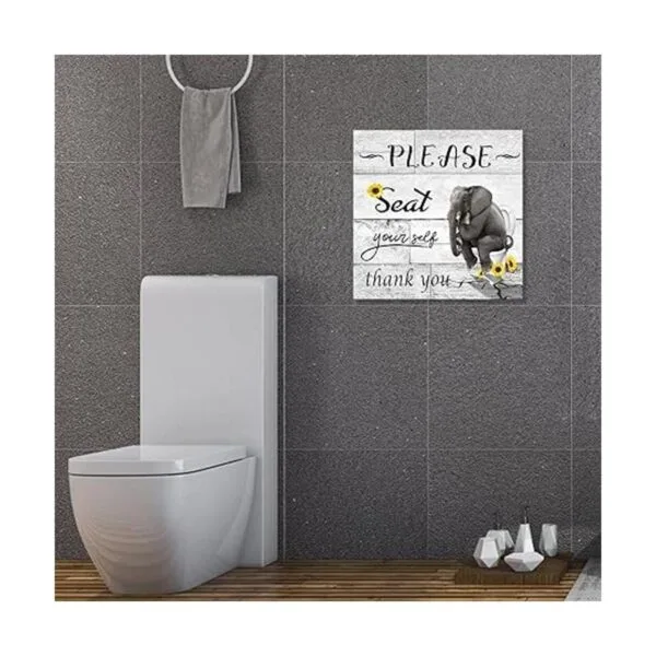 YPY Letrero artístico en lienzo para baño elefante negro_3