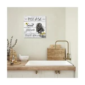 YPY Letrero artístico en lienzo para baño elefante negro_6