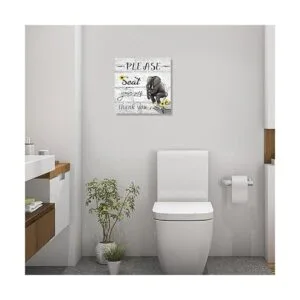 YPY Letrero artístico en lienzo para baño elefante negro_4