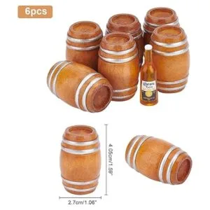 NBEADS 6 piezas de barril de madera en miniatura mini_5